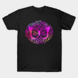 Hot Pink Rainbow Butterfly: Holographic Boho Hippie Vibe T-Shirt